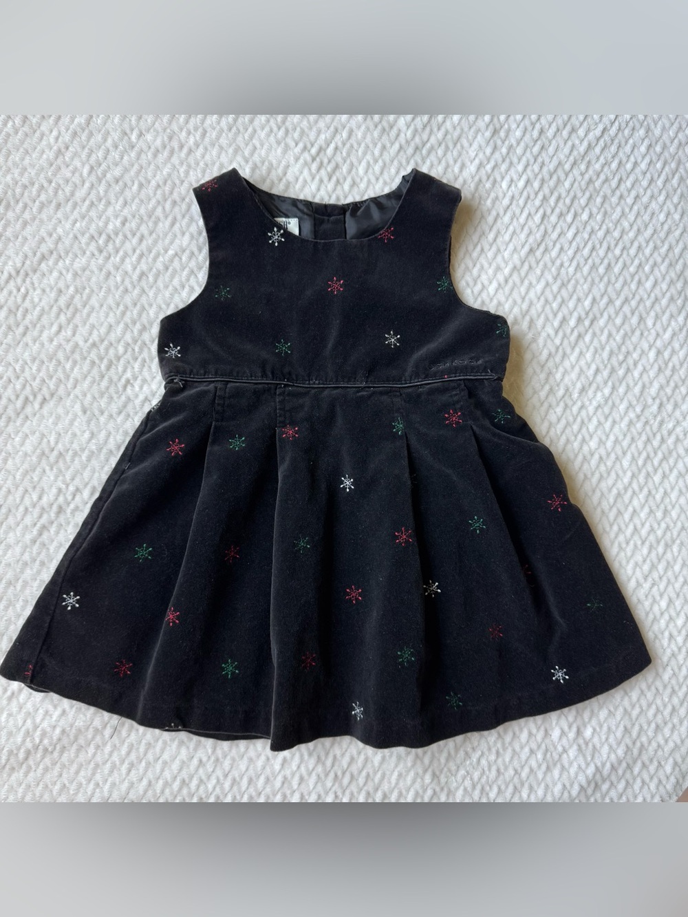 VTG 90's Y2K OshKosh B'Gosh Velvet Holiday Snowflake Dress 3T Black Embroidered